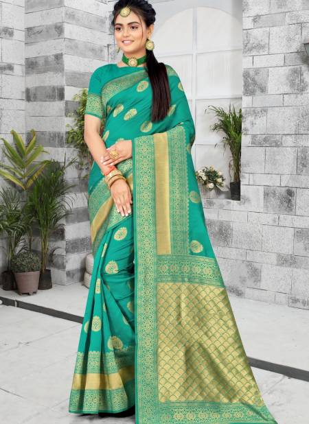 Sea Green Colour Santraj New Designer Wedding Wear Banarasi Silk Saree Collection 1025